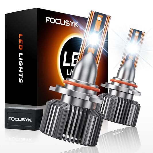 FOCUSYK 9005 LED Headlight Bulbs, 800% Brightness 120W 24000LM LED Bulbs, Halogen Replacement Bulbs, 6000K Cool White IP68 Waterproof, Pack of 2